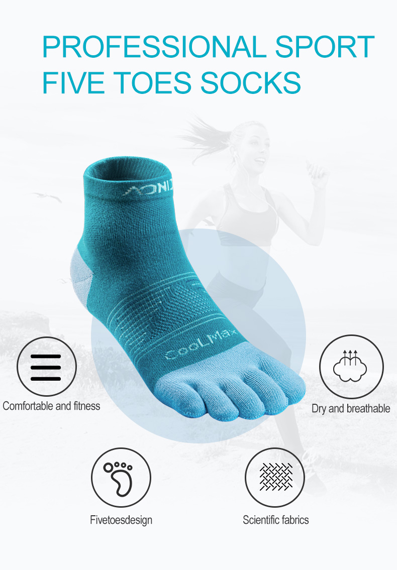 AONIJIE Men's FIve-toe Sports Socks Comfortable Breathable Low Cut Socks 