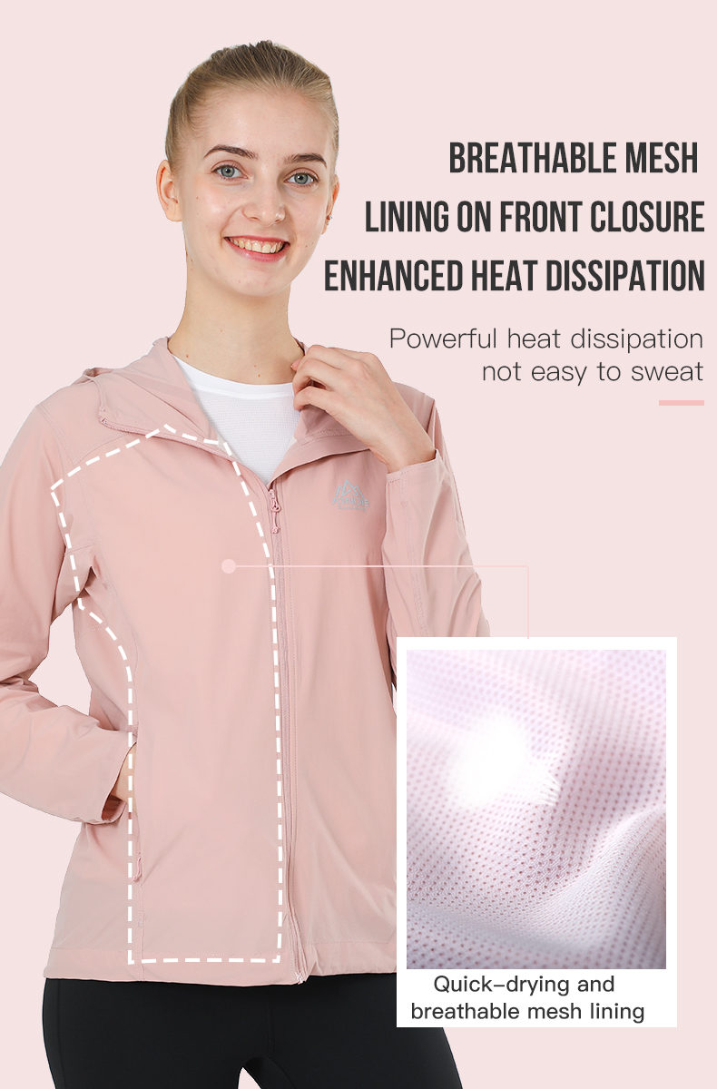 AONIJIE FW5136 Sports Women Casual Jacket Black Pink Femal Running Coats  Windproof Breathable Jackets for Outdoor Leisure Daily Use
