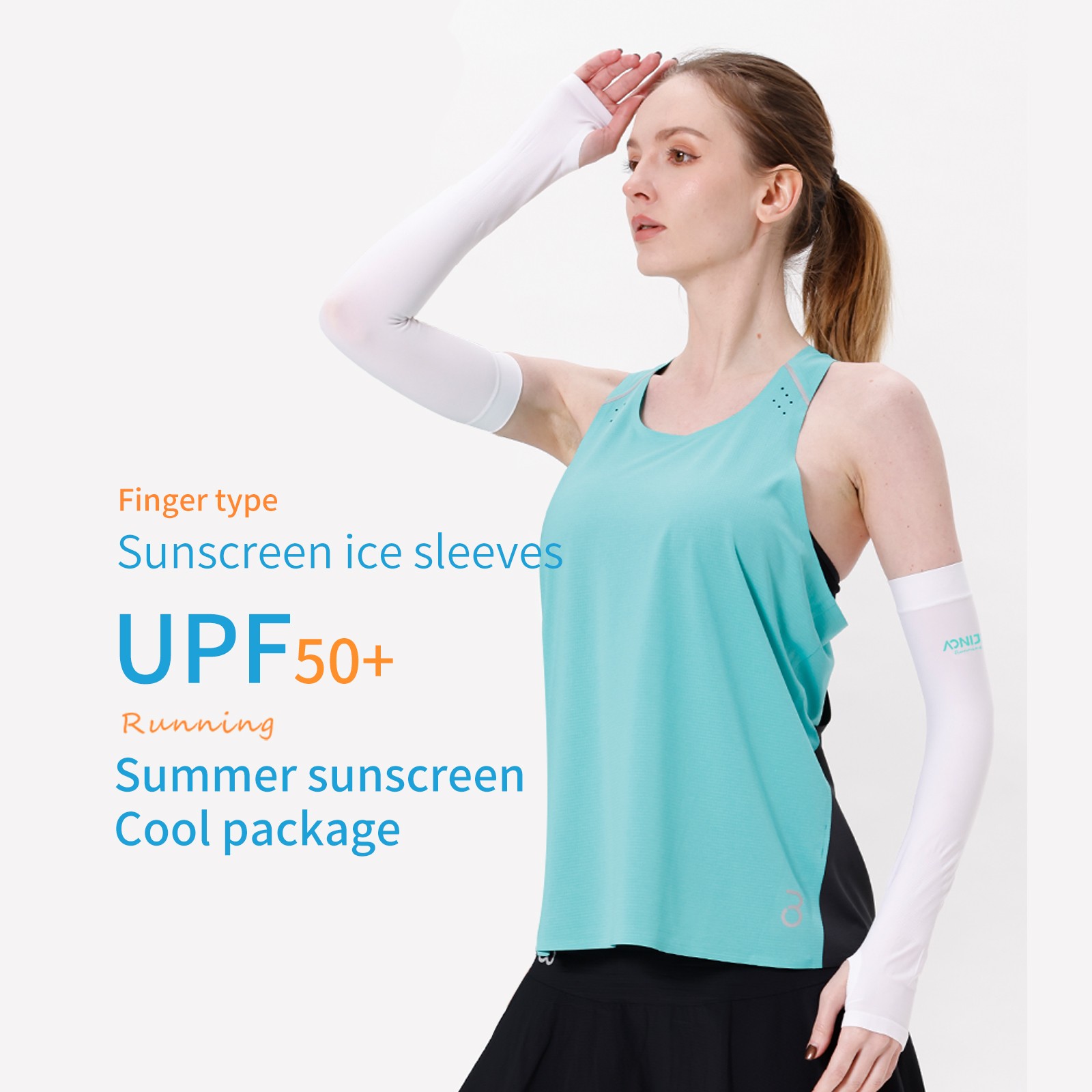 OEM Black White Sun Protection Sleeves Outdoor Basketball Golf Football Ice-sensing Stretch Fabric Running Sunscreen Ice Sleeves