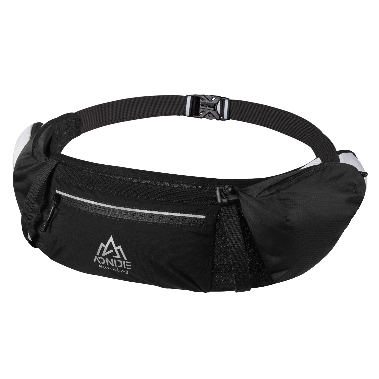 AONIJIE W8113 OEM Black White Sports Waist Bags Outdoor Running Fanny Pack with Pocket Large Capacity Marathon Hiking Waist Bag