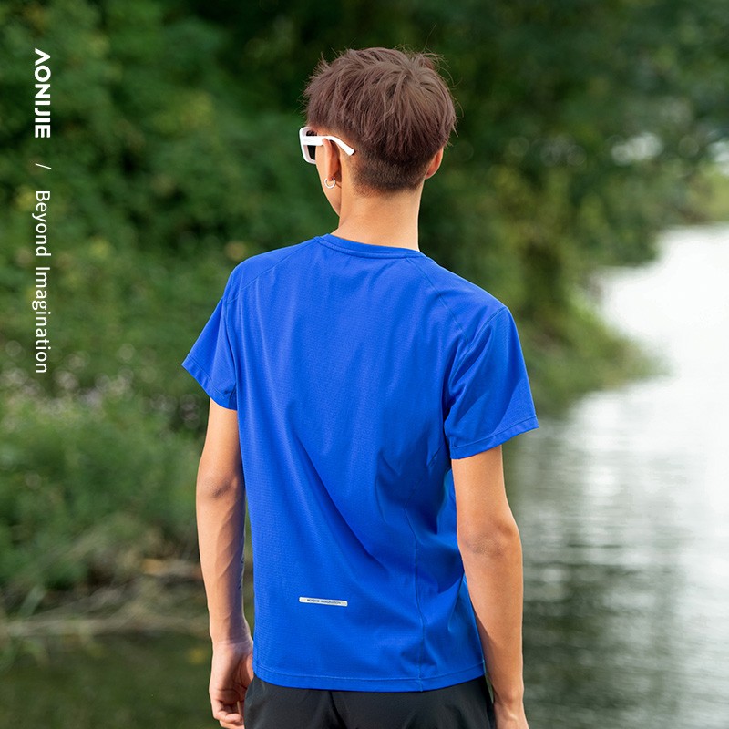 AONIJIE FM5198 Male Sports Short Sleeve Quick Drying Outdoor Running Short Shirts for Marathon Running Hiking Breathable Top Daily T-shirt