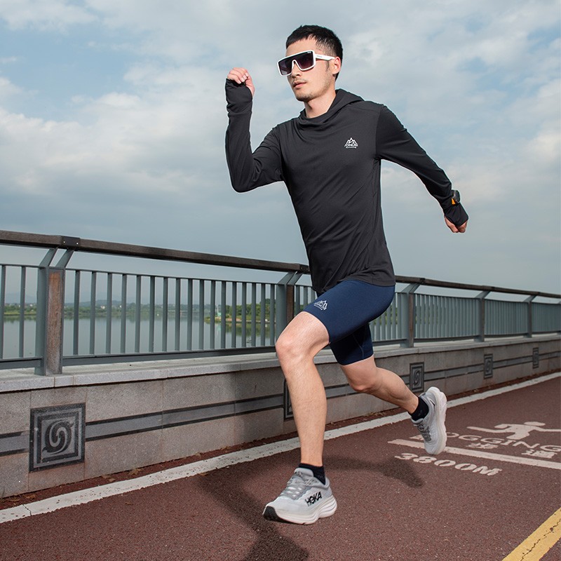 AONIJIE FM5171 Men Sports Long Sleeve with Hoodie Outdoor Training Running Breathable Sun Protection Clothing Casual Pullover Sportswear