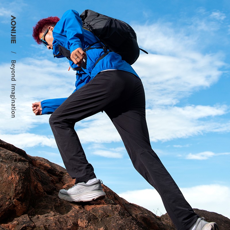 AONIJIE FM5165 Men Sports Straight Leg Pants Quick Drying Outdoor Running Male Casual Pants for Mountain Climbing Fitness Training