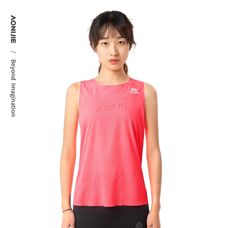 AONIJIE FW6189 Blue Pink Off-road Running Sleeveless Vest Women Professional Marathon Fitness Outdoor Quick Drying Breathable T-shirt