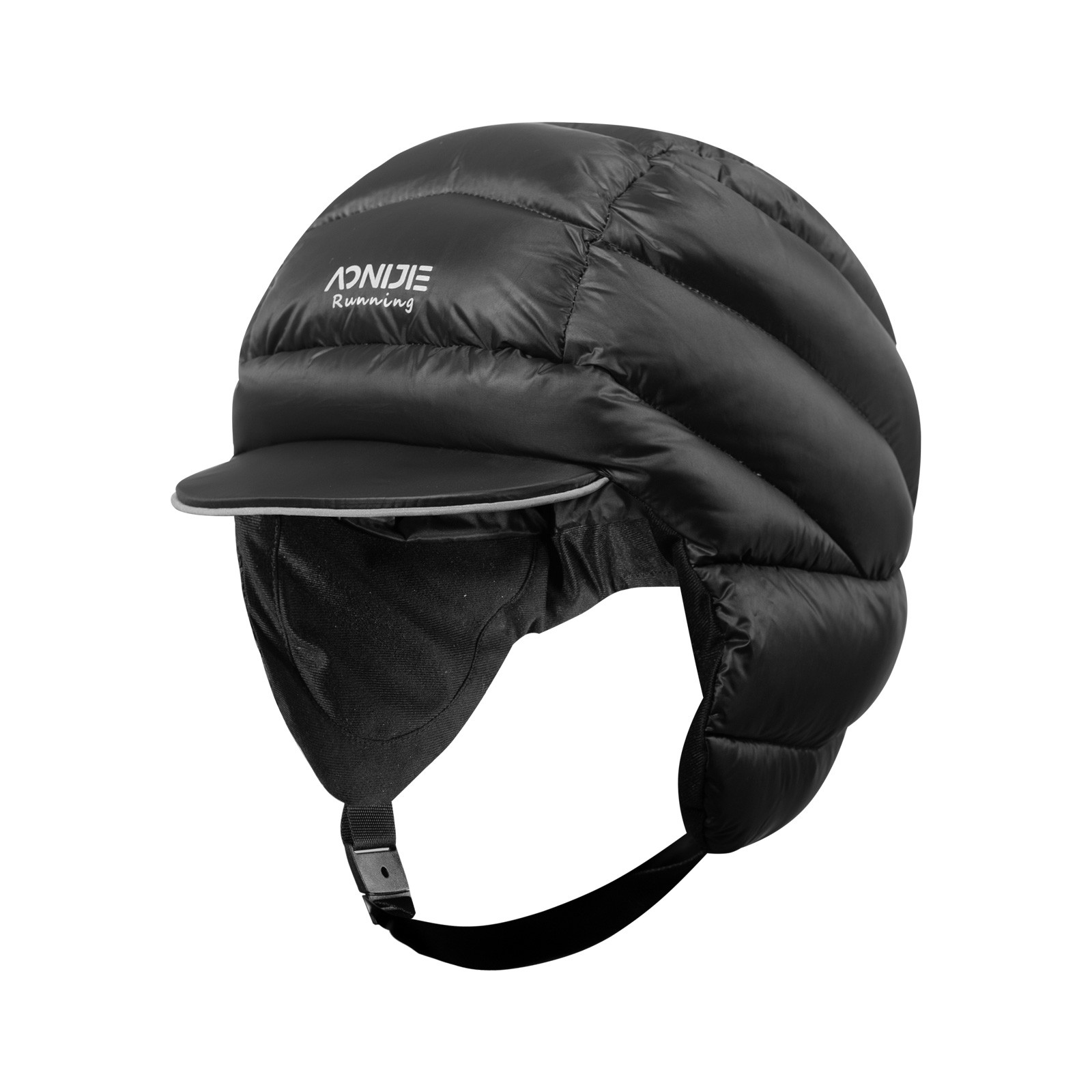 AONIJIE M-35 Outdoor Windproof Down Hat Black Grey Lightweight Warm Ear Protection Caps for Sports Running Riding Hiking Mountain Climbing