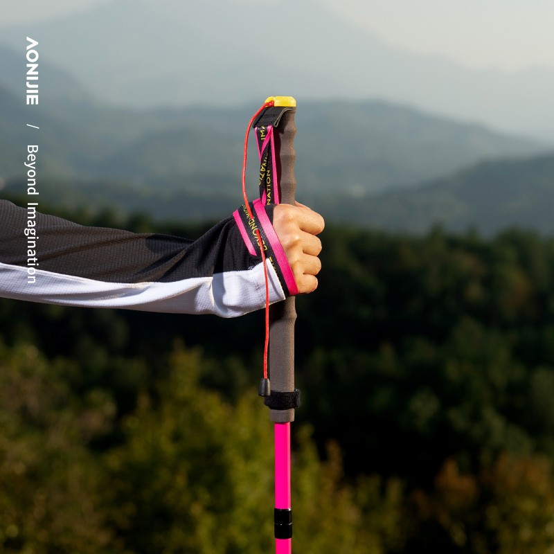 AONIJIE E4214 Outdoor Folding Mountaineering Staff Carbon Ultra Light Off Road Running Trekking Pole Pink Hiking Climbing Sticks