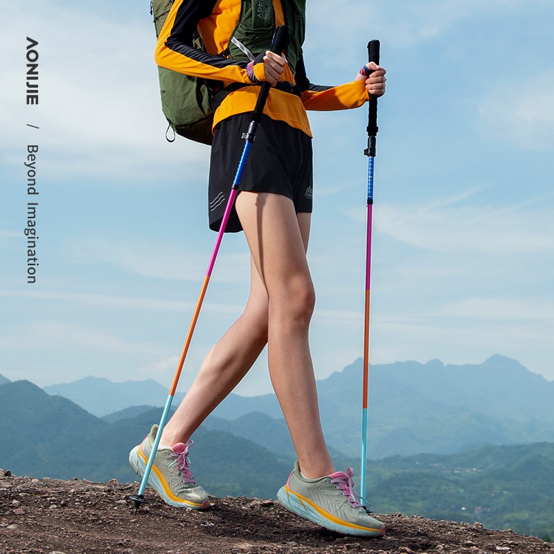 AONIJIE E4208 Outdoor Folding Trekking Pole Retractable Adjustable All Aluminum Running Sticks Sport Climbing Hiking Alpenstocks