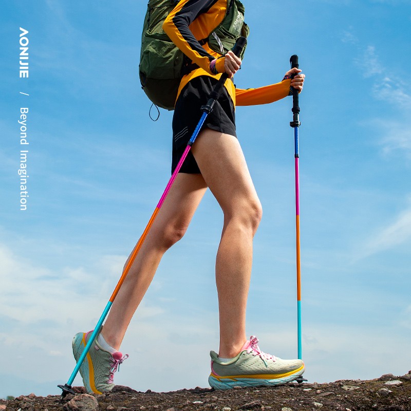 AONIJIE E4208 Outdoor Folding Trekking Pole Retractable Adjustable All Aluminum Running Sticks Sport Climbing Hiking Alpenstocks
