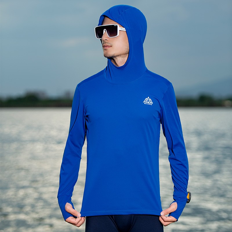 AONIJIE FM5171 Outdoor Sports Men Sports Long Sleeve with Hooded Breathable Sunscreen Clothing for Fitness Running Hiking Sweatshirt