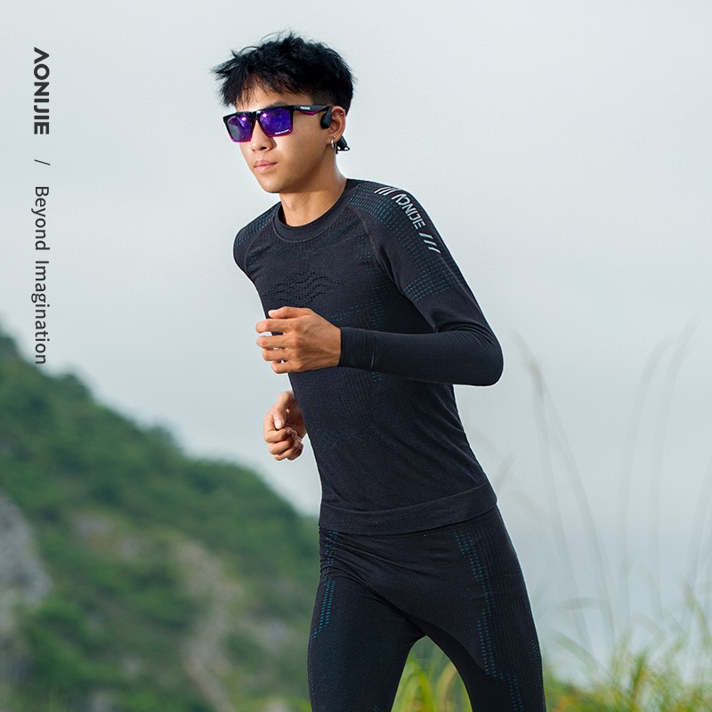 AONIJIE F5175 Outdoor Sports Tight Compression Clothing Men Women Wool Knitted Training Long Sleeve Running Thermal Underlay Underwear