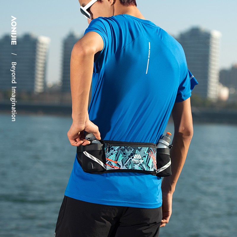 AONIJIE W8125 Running Water Bottle Waist Belt Bag Outdoor Marathon Off road Multi functional Mobile Phone Bag Sports Fanny Pack