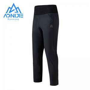 AONIJIE FM5163 Spring Summer Men Sports Pants Outdoor Running Hiking Black Grey Trousers Quick-drying Fitness Pants with Waist Bag