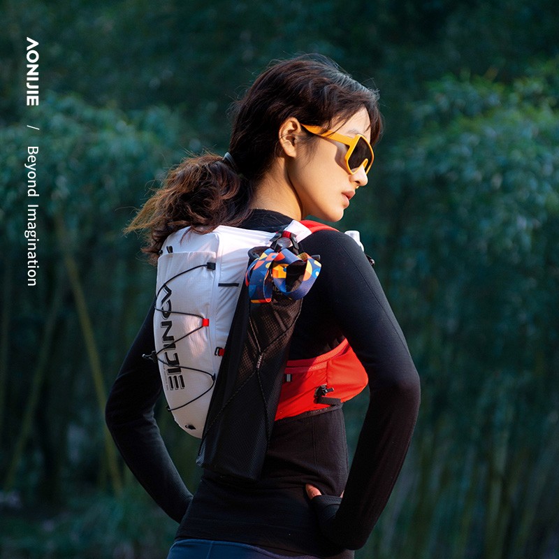 AONIJIE C9116 White Red Sports Cross-country Knapsack for Running Hiking Outdoor Cycling Soft Hydration Backpack Water Bladder